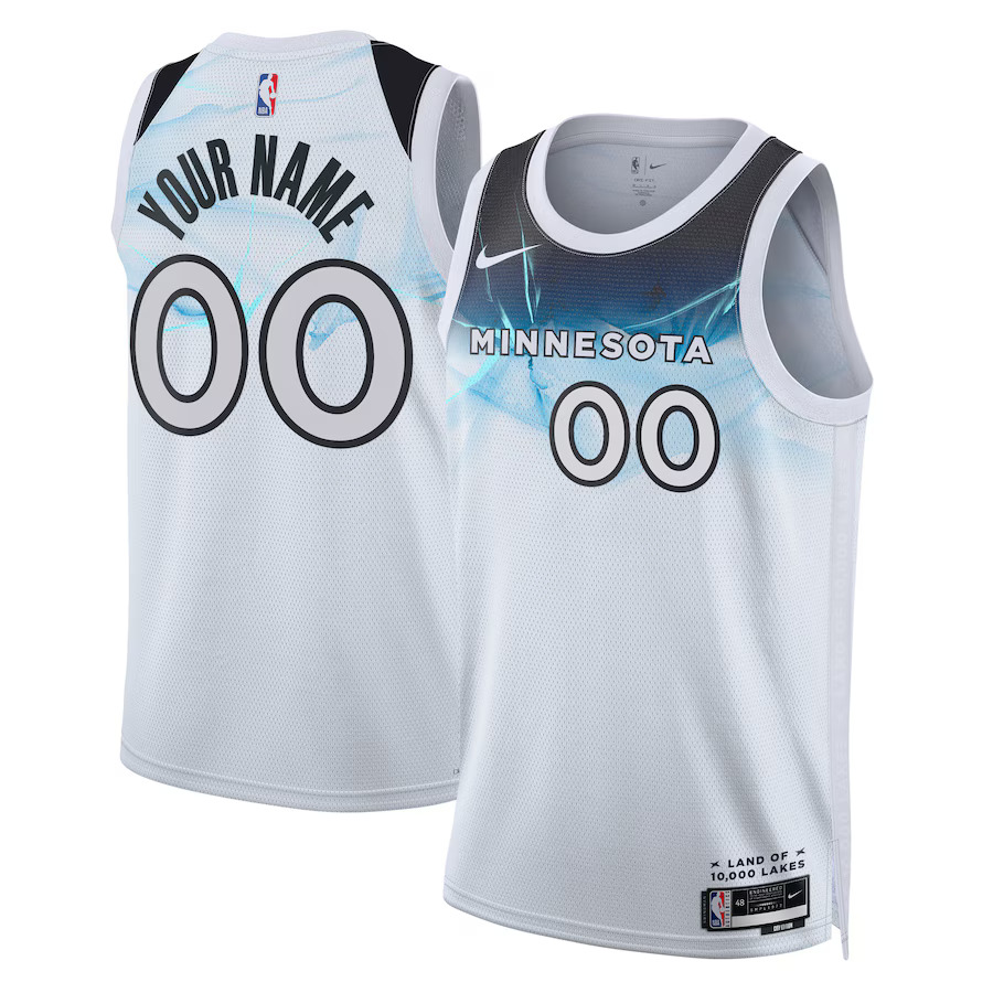 Men Minnesota Timberwolves Nike White City Edition 2024-25 Custom Swingman NBA Jersey->minnesota timberwolves->NBA Jersey